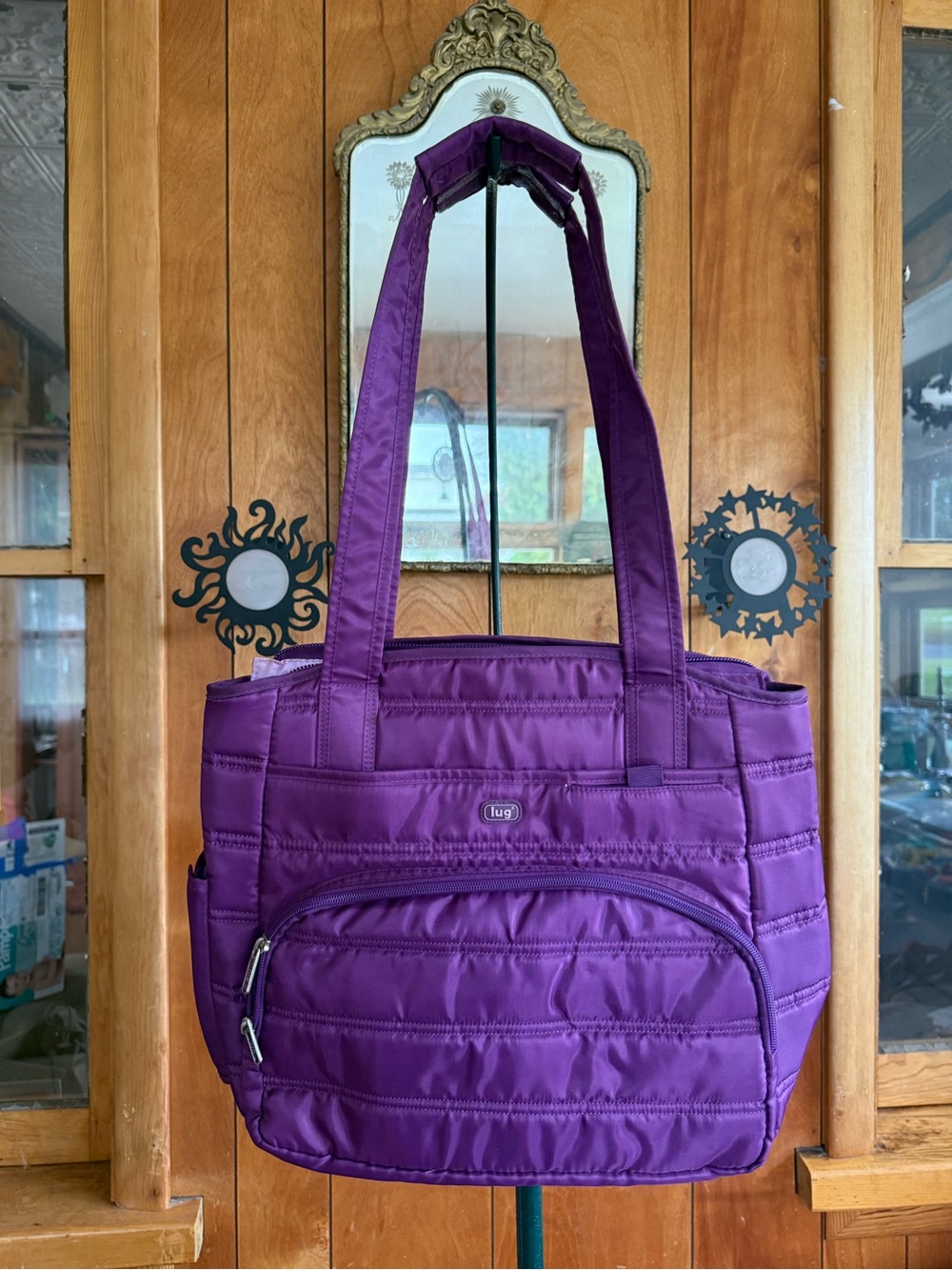 Lug Quilted Dark Purple Nylon Windjammer Everyday Tote Bag Spacious Organizer